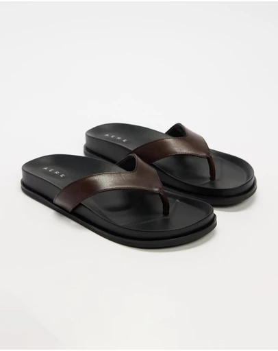 AERE - Leather Footbed Thongs - Women's