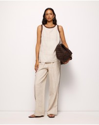 AERE - Ivy Contrast Detail Linen Top