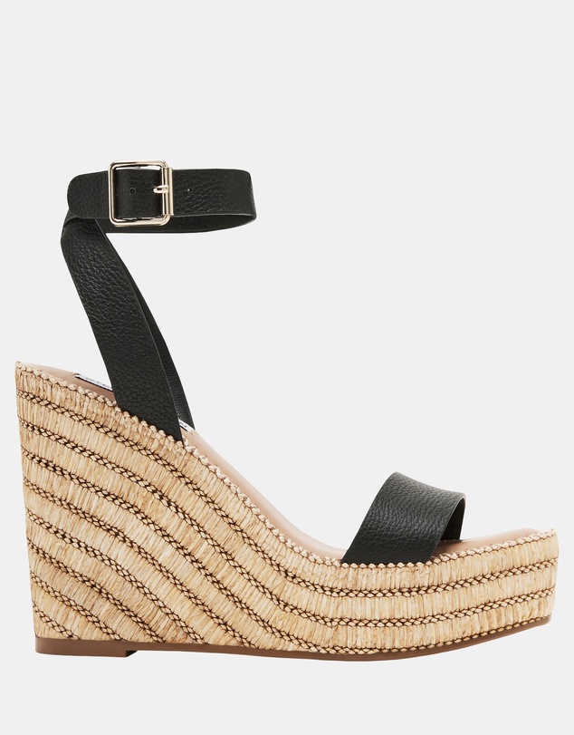 Steve Madden - Cassie Black Leather Sandals