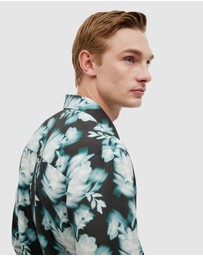 Politix - Distorted Floral Printed Long Sleeve Shirt
