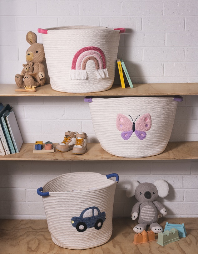 Living Textiles - Cotton Rope Embroidered Hampers - Rainbow