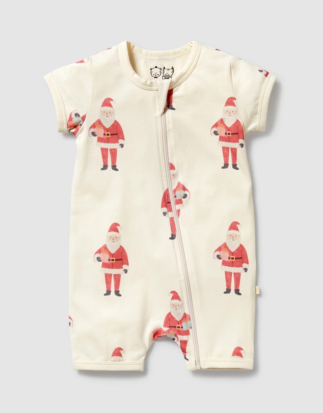 Wilson & Frenchy - Christmas Ho Ho Ho Organic Boyleg Zipsuit - Babies