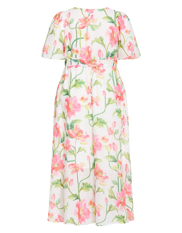 City Chic - Plus size Jamie Floral Print Maxi Dress - white