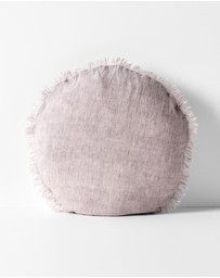 Aura Home - Vintage Linen Fringe Round Cushion