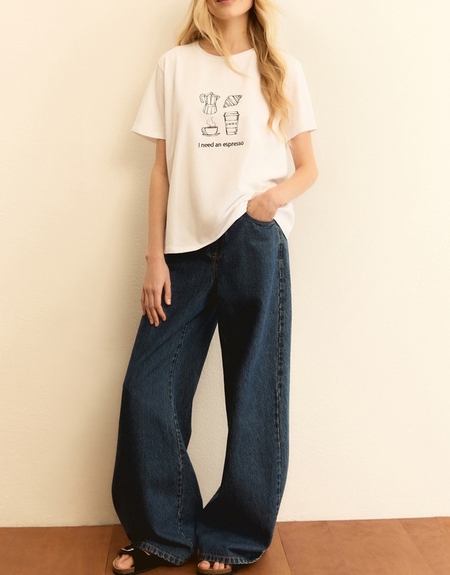 Emme - Wool White Cotton T-Shirt & Tote Set