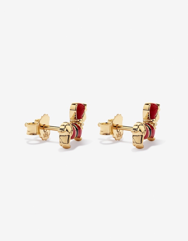 Michael Hill - Dachshund Christmas Stud Earrings with Cubic Zirconia in 18kt Yellow Gold Vermeil