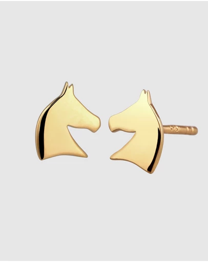 Elli Jewelry - Horse Stud Earrings in Gold-Plated 925 Silver