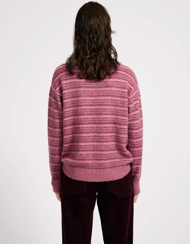 ONE TEASPOON - Striped Fluffy Mohair Knit Sweater - Pink Stripe
