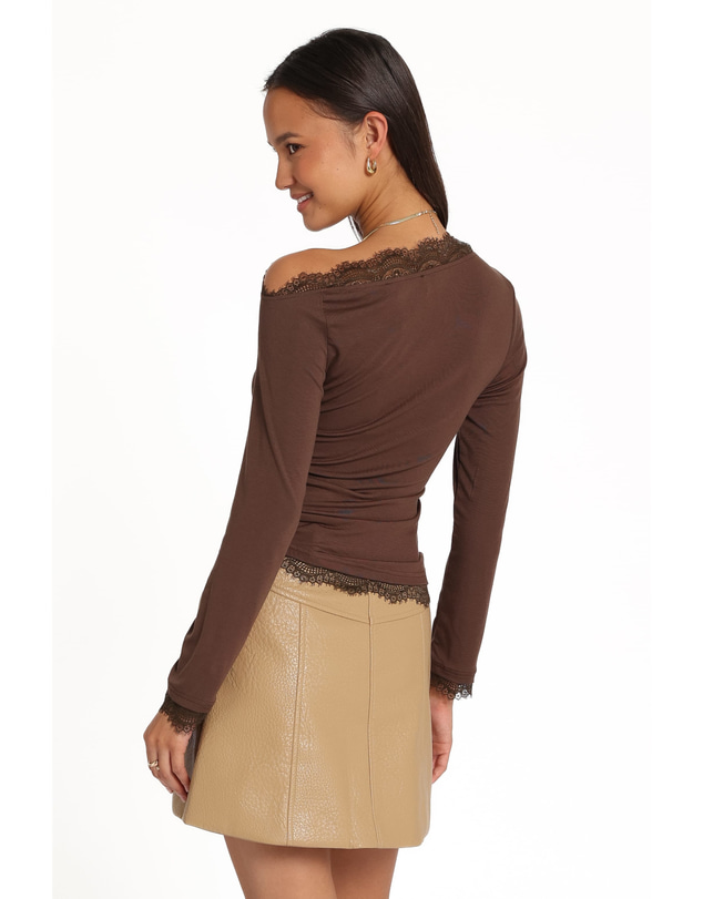 Petal & Pup - Nerida Lace Trim Knit Top - Chocolate