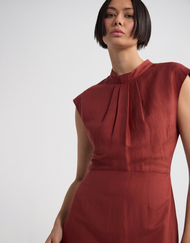 Oxford - Ingrid Fringe Trim Linen Blend Dress