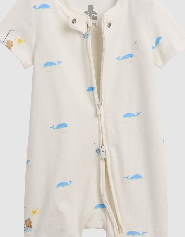 GAP - Jersey Zip Sleep Shortie - Babies