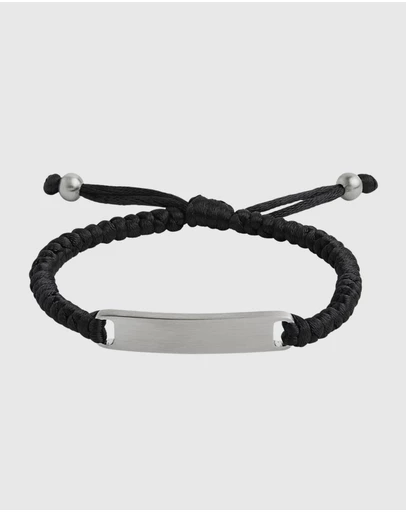 Najo - Elemental Black Cord & Steel Bracelet