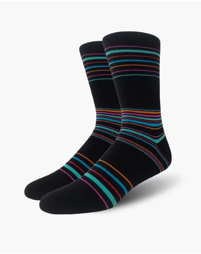 Swanky Socks - Black Retro Stripes