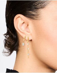 Lovisa - Waterproof Gold Plated Stainless Steel Cubic Zirconia Chain Droplet Earrings 2-Pack