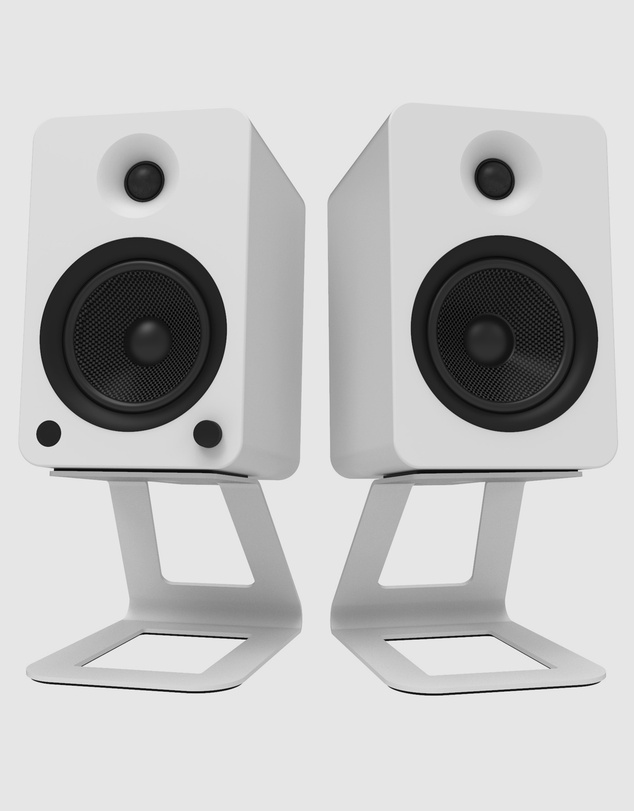 iWorld - Kanto SE6W Elevated Desktop Speaker Stands for Large Speakers - Pair, White