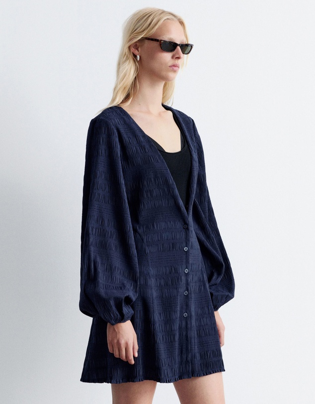 & Other Stories - Smocked Balloon-Sleeve Mini Dress