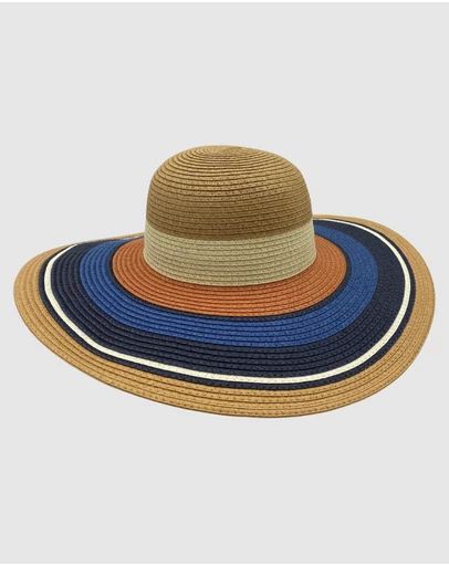 Jacaru - Jacaru 1764 Wide Brim Colour Stripes Hat