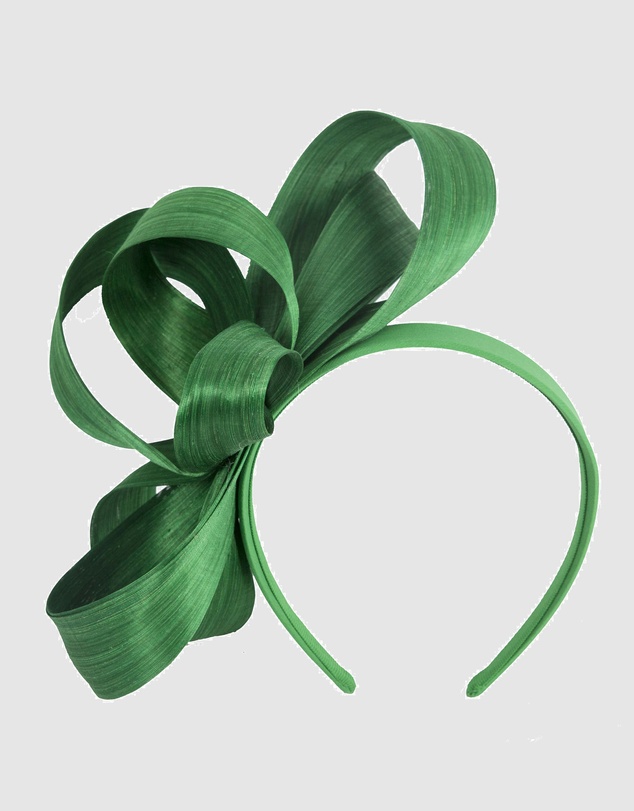 Fillies Collection - Green Silk Abaca Loops Racing Fascinator