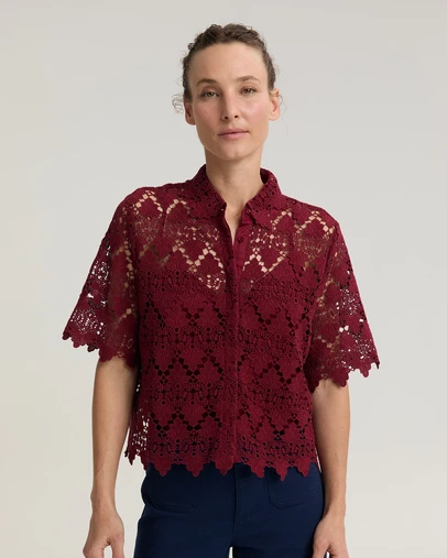 Sportscraft - Ariana Lace Cropped Shirt
