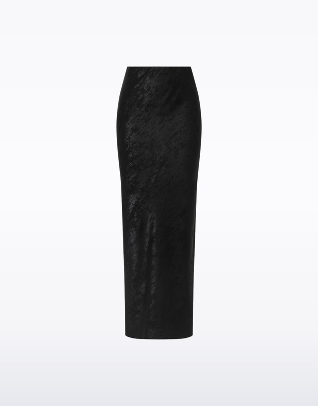 Carla Zampatti - Black Burnished Metallic Bias Skirt