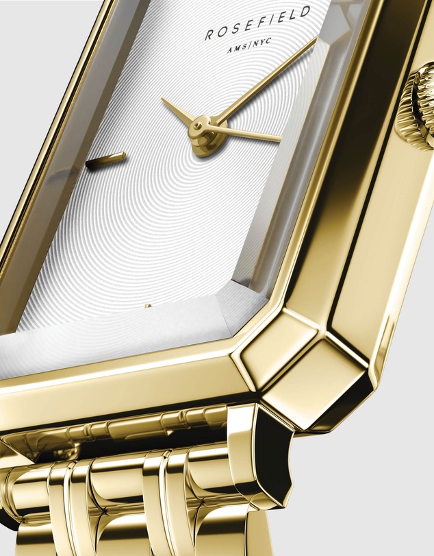 Rosefield - The Octagon XS - Gold Tone Watch and Snake Bracelet Set