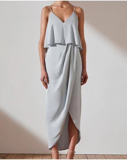 Shona Joy - Luxe Draped Cocktail Frill Dress