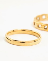 Lovisa - Waterproof Gold Plated Stainless Steel Chain Link Rings 2-Pack