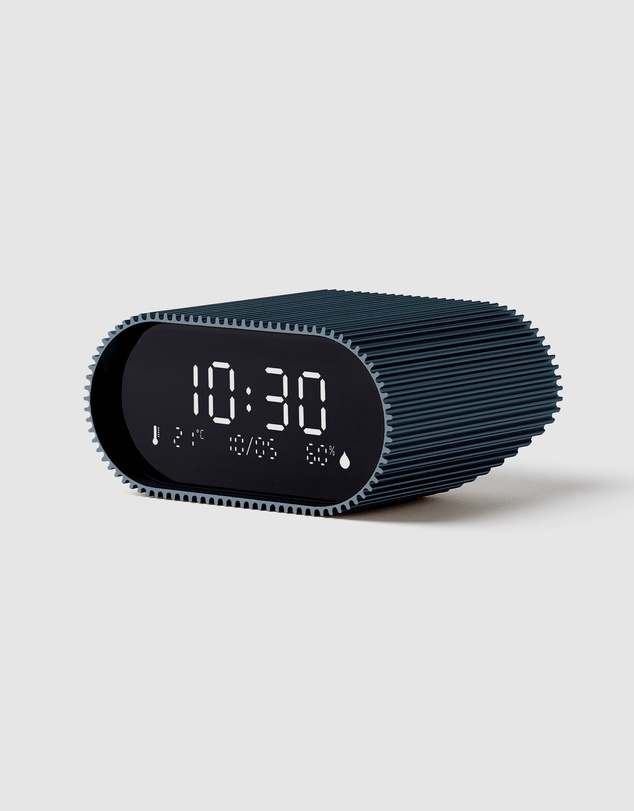 Lexon - Lexon Ray Clock Lcd Alarm Clock With Temperature / Humidity Display - Blue