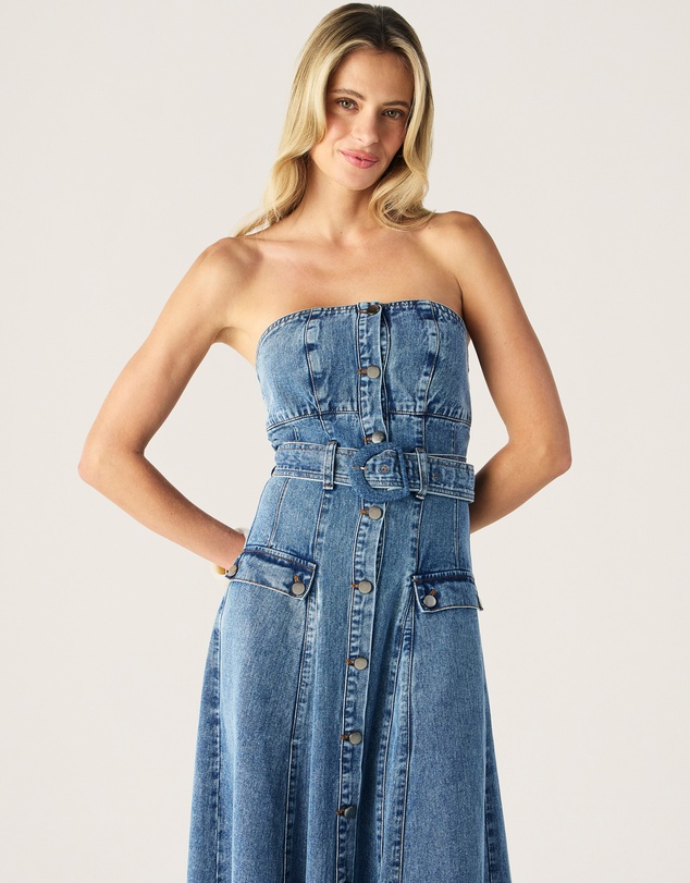 MOS The Label - Aveline Denim Strapless Dress