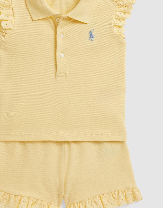 Polo Ralph Lauren - Eyelet Stretch Mesh Polo Shirt & Shorts - Babies