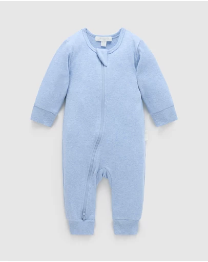 Purebaby - Ribbed Zip Growsuit -Kids-Babies