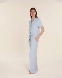 Gingerlilly - Lyon Ribbed Short Sleeve Button Up Top
