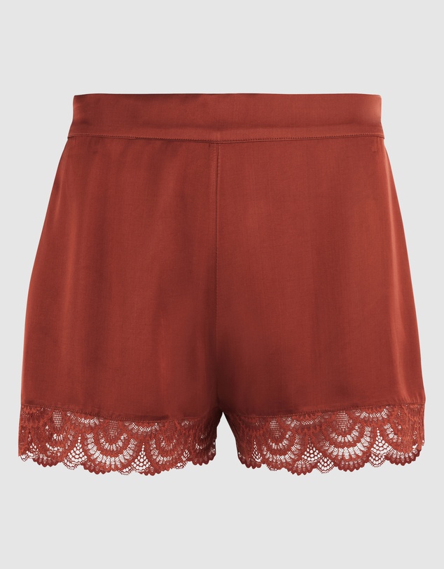 Sans Complexe - Charming Silky Satin Pyjama Shorts with Lace