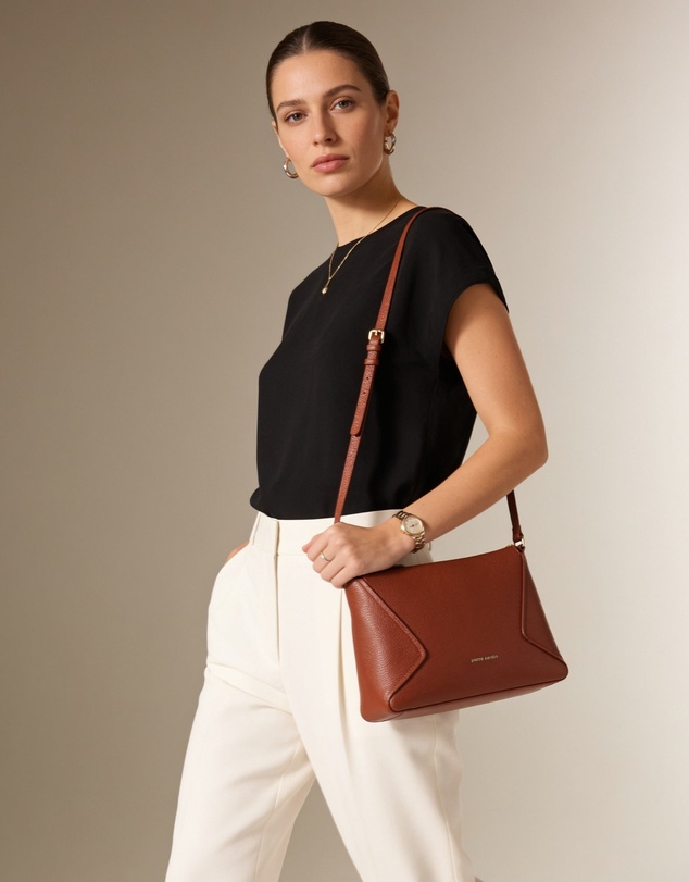 Pierre Cardin - Pierre Cardin Genuine Leather Soft Pebbled Crossbody Bag