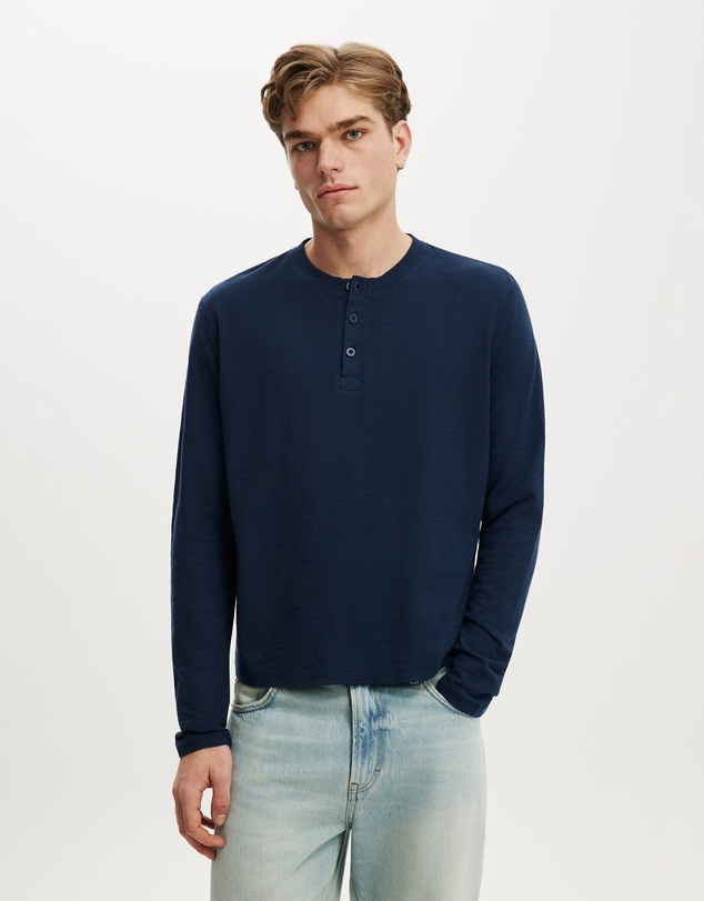Cotton On - Fitted Henley Long Sleeve T-Shirt