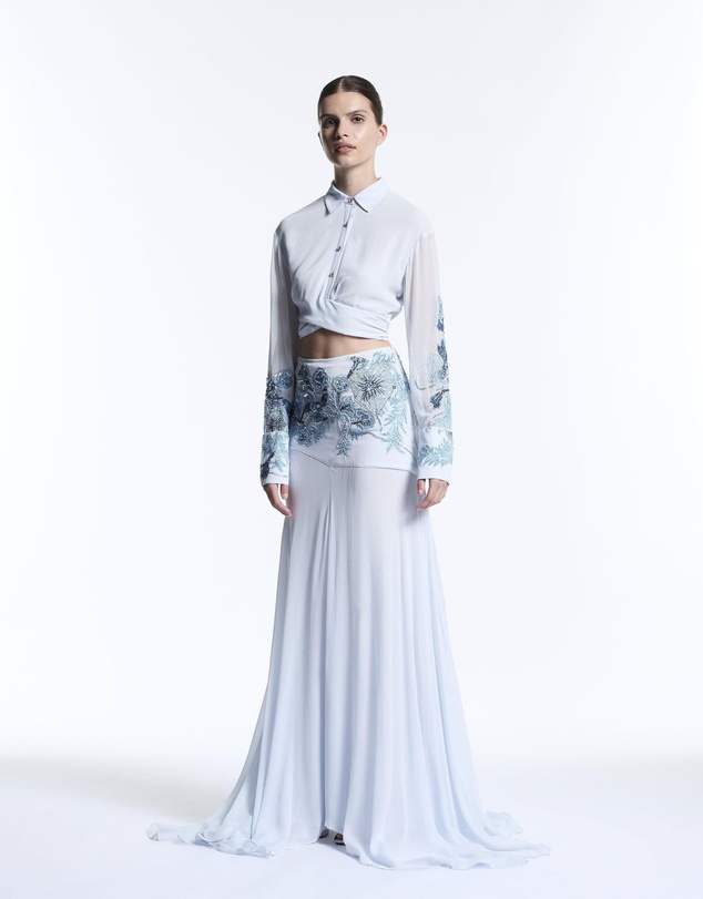 Muma World - Blue Vine Embroidered Skirt