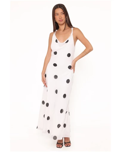 Petal & Pup - Collette Maxi Dress - White Polka Dot