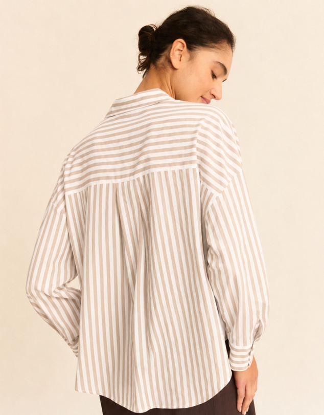 Emme - Ecru Alternating Viscose Shirt