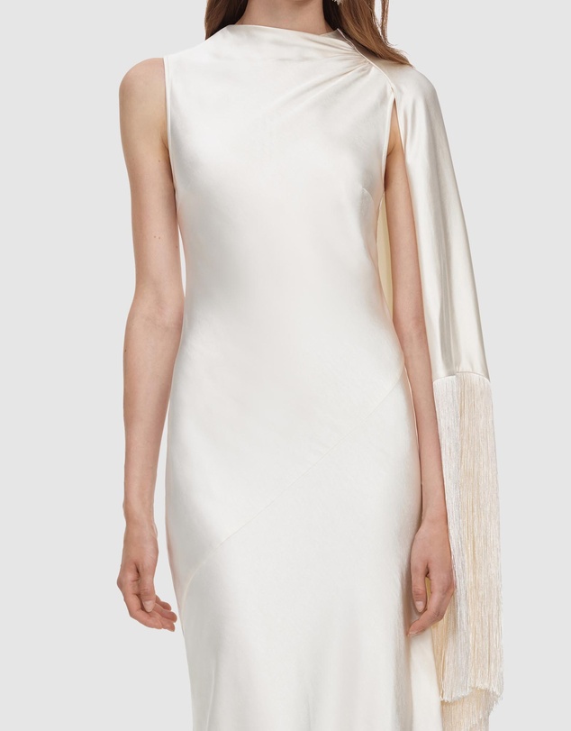 Self Portrait - Satin Fringed Maxi Dress