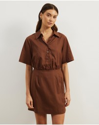 Atmos&Here - Remi Linen Blend Mini Shirt Dress
