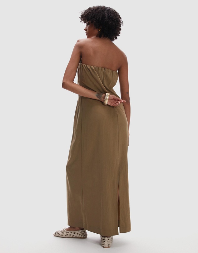 TOPSHOP - Gathered Bust Structured Poplin Bandeau Midi Dress