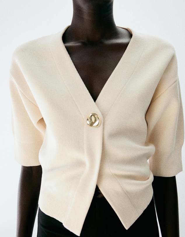 M.N.G - Knitted Cardigan with Jewel Button