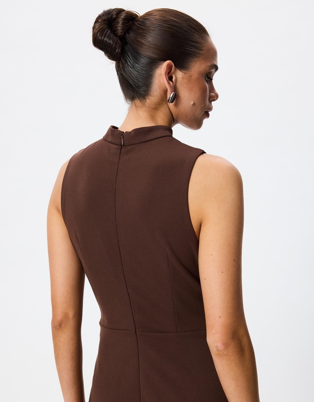 Tussah - Lillian High Neck Tie Waist Midi Dress