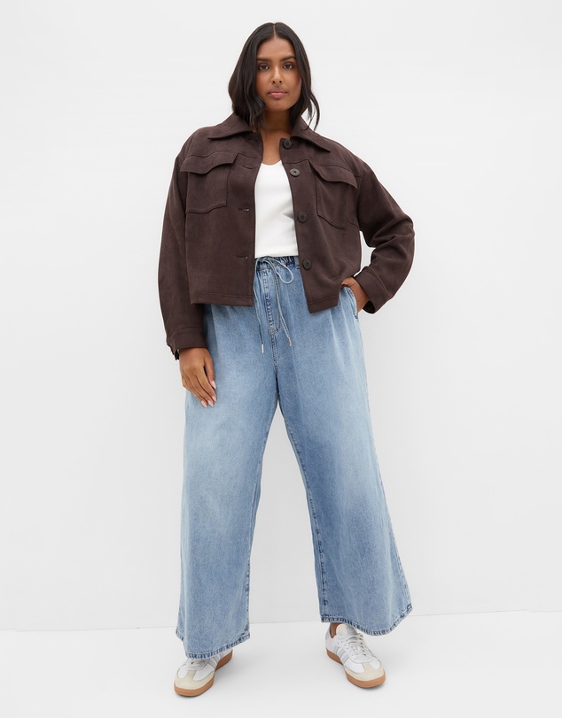 City Chic - Plus size Jorja Wide Leg Crop Denim Pant - light wash