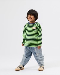 Goldie + Ace - Long Sleeve Stripe Logo Top - Babies-Kids