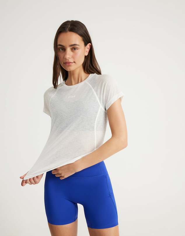 Upstate - Sheer Sport Mesh Panel Tee - Vintage White