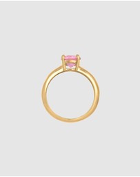 Elli Jewelry - Ring Solitaire Classic with Zirconia Crystal Pink in 925 Sterling Silver Gold Plated