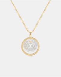 Ania Haie - Ania Haie Gold Evil Eye Mother-of-Pearl Medallion Necklace