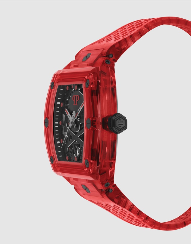 Philipp Plein - The $Keleton Crystal 44mm Black Dial and Red Strap