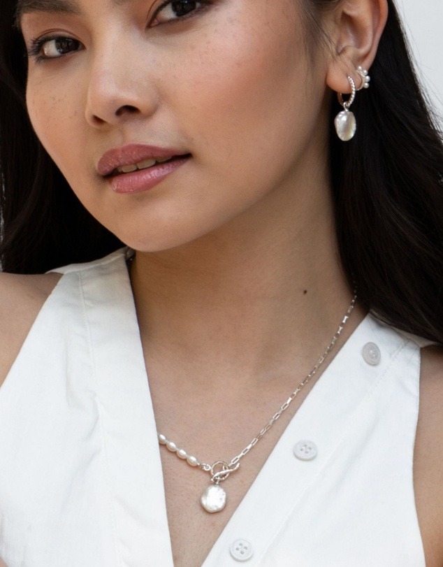 Dower & Hall - Women's Timeless Keshi Pearl Drop Chain Necklace In Sterling Silver